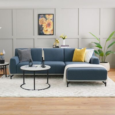 Acama 3-Seater Right Corner Fabric Sofa - Teal/Grey - With 2-Year Warranty