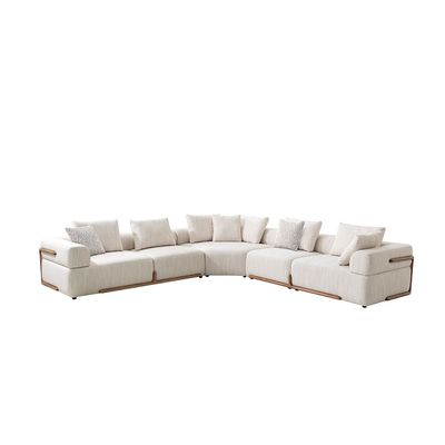 Galaxy 7-Seater Sectional Corner Fabric Sofa - Beige/Brown - With 2-Year Warranty