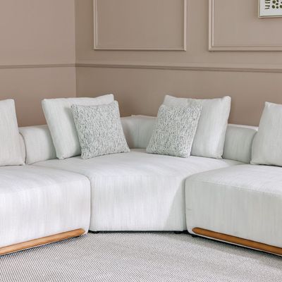Galaxy 7-Seater Sectional Corner Fabric Sofa - Beige/Brown - With 2-Year Warranty