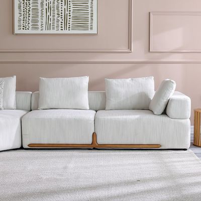 Galaxy 7-Seater Sectional Corner Fabric Sofa - Beige/Brown - With 2-Year Warranty