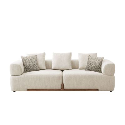 Galaxy 3-Seater Fabric Sofa - Beige/Brown - With 2-Year Warranty