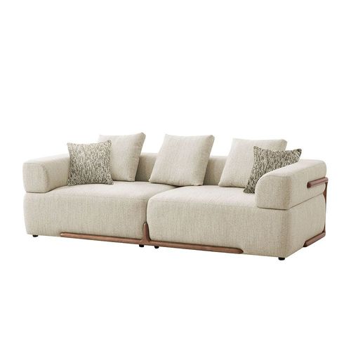 Galaxy 3 Seater Fabric Sofa - Beige / Brown