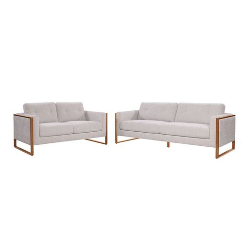 Liberty 3 + 2 Seater Fabric Sofa Set  - Beige / Brown