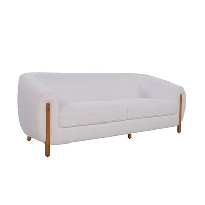Webber 3 + 2 Seater Fabric Sofa Set  - White / Walnut