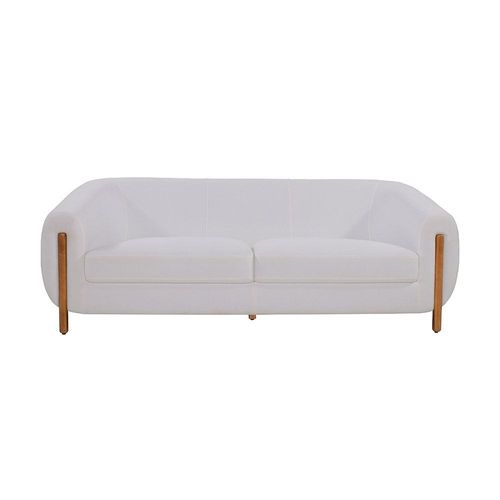 Webber 3 + 2 Seater Fabric Sofa Set  - White / Walnut