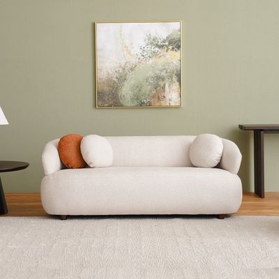 أريكة قماش إلرون 3 مقاعد - بيج/أسمر مصفر - مع ضمان لمدة عامين