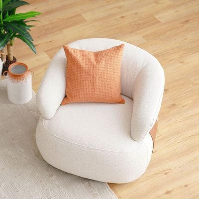 Elron 1-Seater Fabric Swivel Chair - Beige/Tan - With 2-Year Warranty