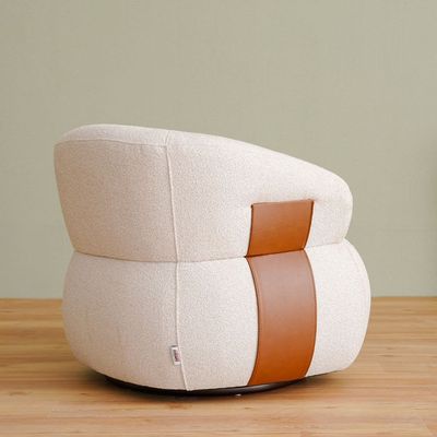 Elron 1-Seater Fabric Swivel Chair - Beige/Tan - With 2-Year Warranty