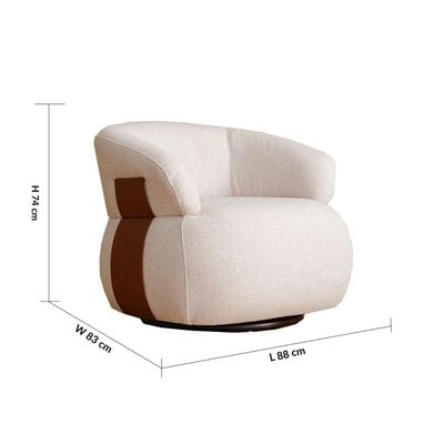 Elron 1-Seater Fabric Swivel Chair - Beige/Tan - With 2-Year Warranty