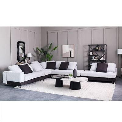 Paramore 8-Seater Reversible Sectional Corner Fabric Sofa - Grey/Dark Brown - With 2-Year Warranty