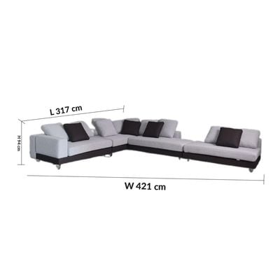 Paramore 8-Seater Reversible Sectional Corner Fabric Sofa - Grey/Dark Brown - With 2-Year Warranty