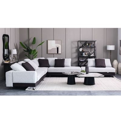 Paramore 8-Seater Reversible Sectional Corner Fabric Sofa - Grey/Dark Brown - With 2-Year Warranty