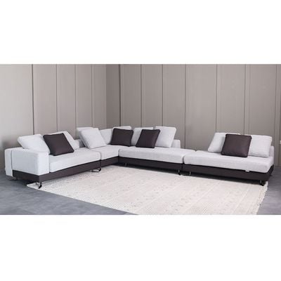 Paramore 8-Seater Reversible Sectional Corner Fabric Sofa - Grey/Dark Brown - With 2-Year Warranty