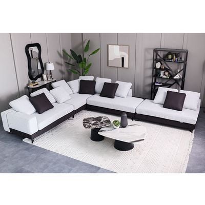 Paramore 8-Seater Reversible Sectional Corner Fabric Sofa - Grey/Dark Brown - With 2-Year Warranty