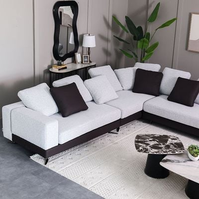 Paramore 8-Seater Reversible Sectional Corner Fabric Sofa - Grey/Dark Brown - With 2-Year Warranty