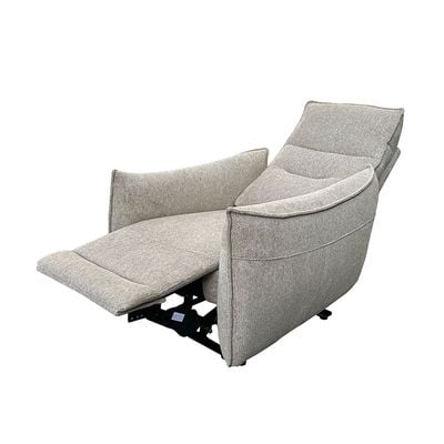 Cazo 1-Seater Fabric Power Recliner - Beige - With 2-Year Warranty