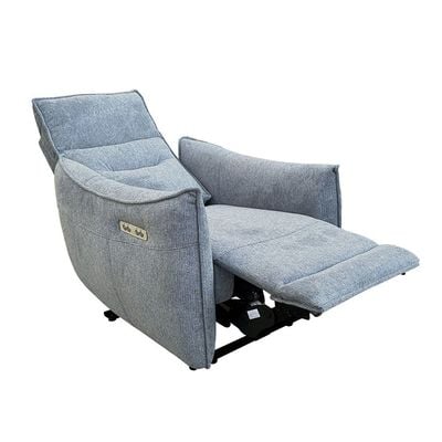 Cazo 1-Seater Fabric Power Recliner - Light Grey - With 2-Year Warranty