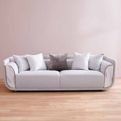 Trident 6-Seater Fabric Sofa Set - Grey/Champagne - With 2-Year Warranty