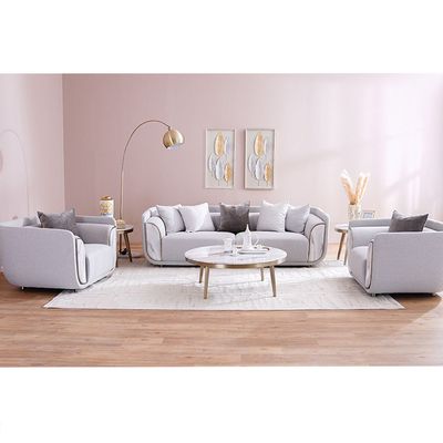 Trident 6-Seater Fabric Sofa Set - Grey/Champagne - With 2-Year Warranty