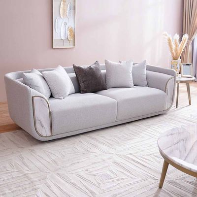 Trident 6-Seater Fabric Sofa Set - Grey/Champagne - With 2-Year Warranty