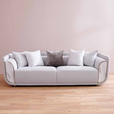 Trident 3 Seater Fabric Sofa - Grey / Champagne