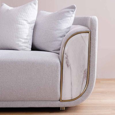 Trident 3 Seater Fabric Sofa - Grey / Champagne