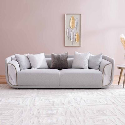 Trident 3-Seater Fabric Sofa - Grey/Champagne - With 2-Year Warranty