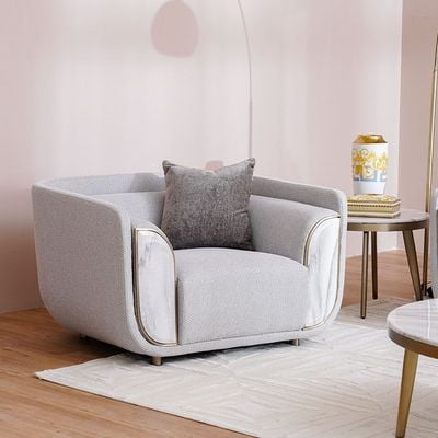 Trident 1-Seater Fabric Sofa - Grey/Champagne - With 2-Year Warranty