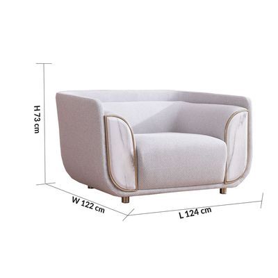 Trident 1-Seater Fabric Sofa - Grey/Champagne - With 2-Year Warranty