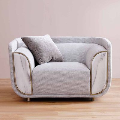 Trident 1-Seater Fabric Sofa - Grey/Champagne - With 2-Year Warranty