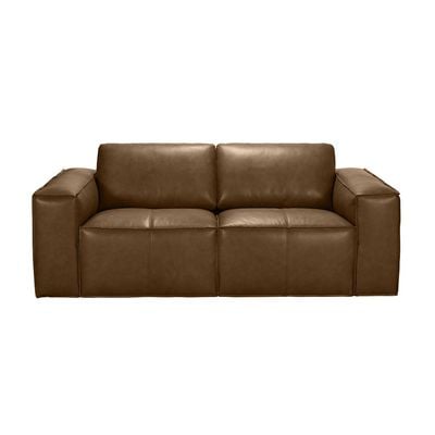 Cabal 2-Seater Leather Sofa - Tan - With 2-Year Warranty