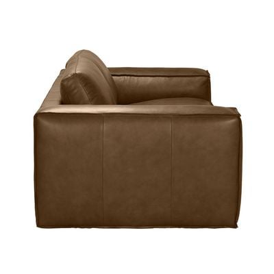 أريكة جلدية بمقعدين من كابال - أسمر ضارب للصفرة - مع ضمان لمدة عامين