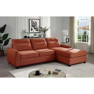 Aspin 3-Seater Reversible Corner Fabric Sofa - Orange - With 2-Year Warranty