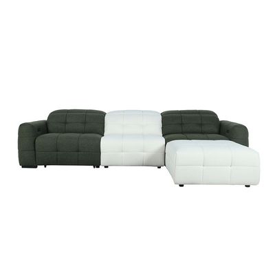 Darel 3-Seater Fabric Recliner Set  - White/Green - With 2-Year Warranty