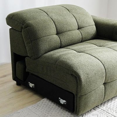 Darel 3-Seater Fabric Recliner Set - White/Green - With 2-Year Warranty