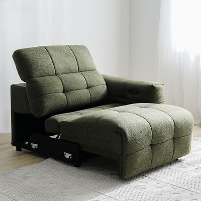 Darel 3-Seater Fabric Recliner Set - White/Green - With 2-Year Warranty