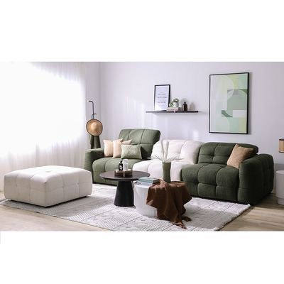 Darel 3-Seater Fabric Recliner Set - White/Green - With 2-Year Warranty