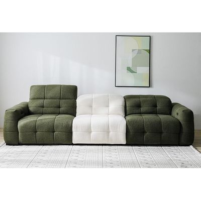 Darel 3-Seater Fabric Recliner Set - White/Green - With 2-Year Warranty