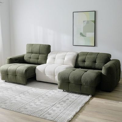 Darel 3-Seater Fabric Recliner Set - White/Green - With 2-Year Warranty