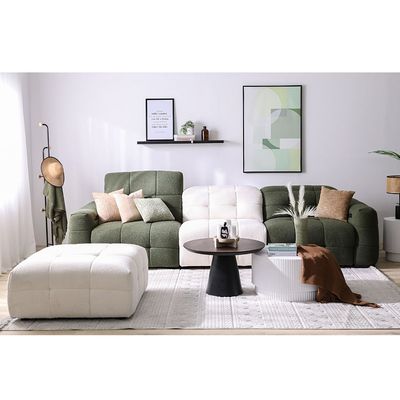 Darel 3-Seater Fabric Recliner Set - White/Green - With 2-Year Warranty