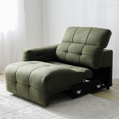 Darel 3-Seater Fabric Recliner Set - White/Green - With 2-Year Warranty