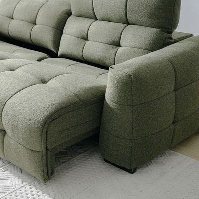 Darel 3-Seater Fabric Recliner Set - White/Green - With 2-Year Warranty