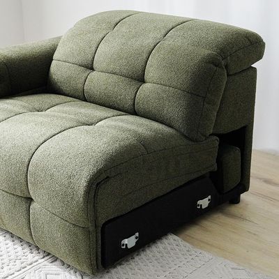 Darel 3-Seater Fabric Recliner Set - White/Green - With 2-Year Warranty