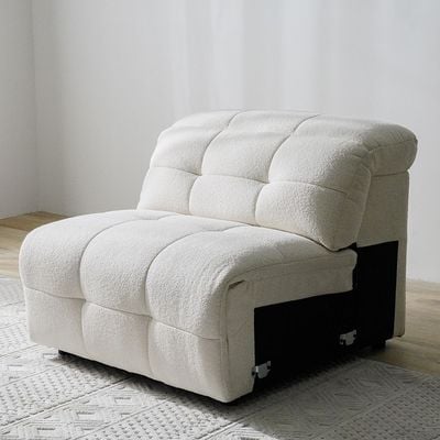 Darel 1-Seater Armless Fabric Sofa - White - With 2-Year Warranty