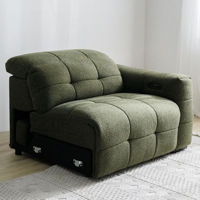 Darel 1-Seater with Right Arm Electric Fabric Recliner - Green - With 2-Year Warranty