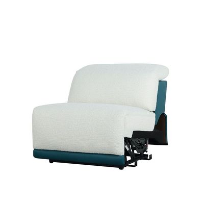 Bazzam 3-Seater Fabric Electric Recliner with Console, Wireless Charging, and Bluetooth Speaker - White/Blue - With 2-Year Warranty