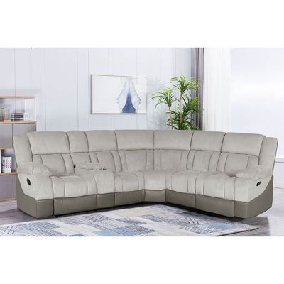 Yumi 3-Seater Sectional Corner Fabric Recliner - Grey - With 2-Year Warranty