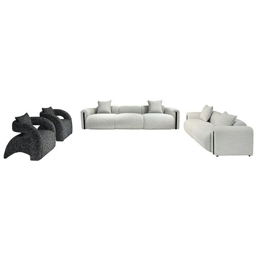 Satoshi 4+3+1+1 Seater Fabric Sofa Set - Light Beige