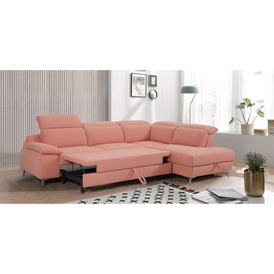 Vargas Fabric Corner Sofabed w/ Storage -  Pink