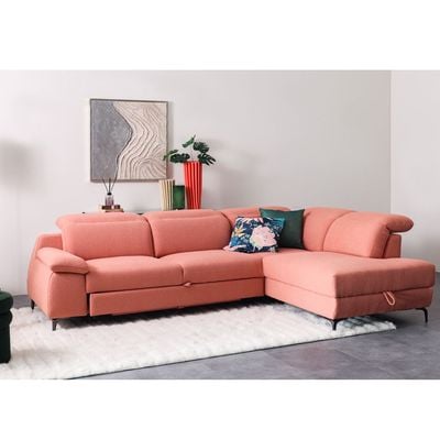 Vargas Fabric Corner Sofabed w/ Storage -  Pink